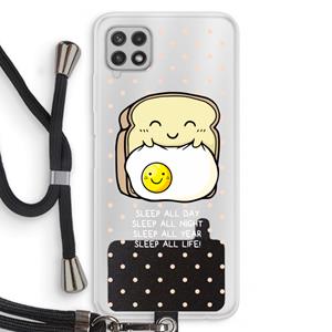CaseCompany Sleep All Day: Samsung Galaxy A22 4G Transparant Hoesje met koord