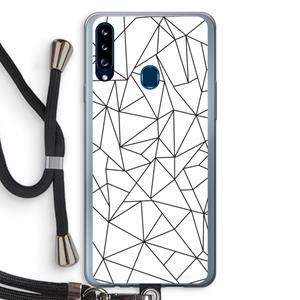 CaseCompany Geometrische lijnen zwart: Samsung Galaxy A20s Transparant Hoesje met koord
