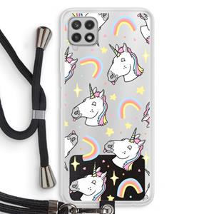 CaseCompany Rainbow Unicorn: Samsung Galaxy A22 4G Transparant Hoesje met koord