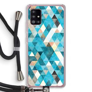 CaseCompany Gekleurde driehoekjes blauw: Samsung Galaxy A51 5G Transparant Hoesje met koord