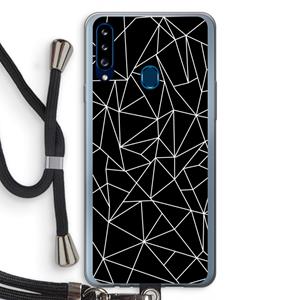 CaseCompany Geometrische lijnen wit: Samsung Galaxy A20s Transparant Hoesje met koord