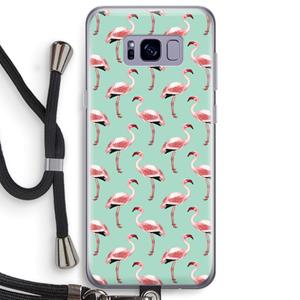 CaseCompany Flamingoprint groen: Samsung Galaxy S8 Plus Transparant Hoesje met koord