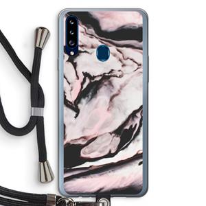 CaseCompany Roze stroom: Samsung Galaxy A20s Transparant Hoesje met koord