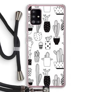 CaseCompany Cactusmotief: Samsung Galaxy A51 5G Transparant Hoesje met koord