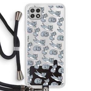 CaseCompany Poezen: Samsung Galaxy A22 4G Transparant Hoesje met koord