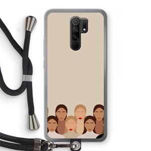 CaseCompany Girls girls girls: Xiaomi Redmi 9 Transparant Hoesje met koord
