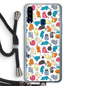 CaseCompany Kleurrijke katten: Samsung Galaxy A20s Transparant Hoesje met koord