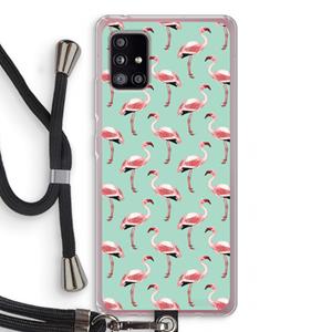 CaseCompany Flamingoprint groen: Samsung Galaxy A51 5G Transparant Hoesje met koord