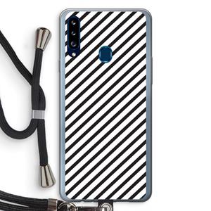 CaseCompany Strepen zwart-wit: Samsung Galaxy A20s Transparant Hoesje met koord