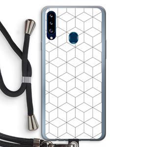 CaseCompany Zwart-witte kubussen: Samsung Galaxy A20s Transparant Hoesje met koord