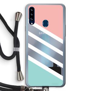 CaseCompany Strepen pastel: Samsung Galaxy A20s Transparant Hoesje met koord