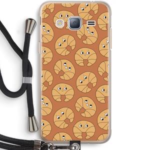 CaseCompany Croissant: Samsung Galaxy J3 (2016) Transparant Hoesje met koord