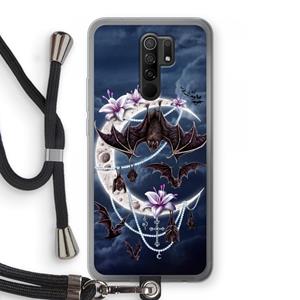 CaseCompany Vleermuizen Maan: Xiaomi Redmi 9 Transparant Hoesje met koord