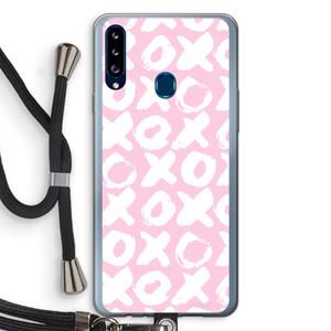 CaseCompany XOXO: Samsung Galaxy A20s Transparant Hoesje met koord