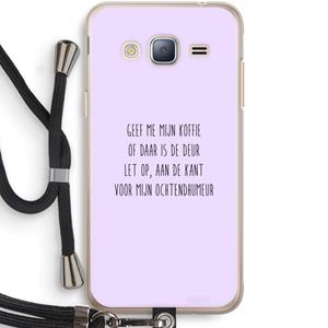 CaseCompany Ochtendhumeur: Samsung Galaxy J3 (2016) Transparant Hoesje met koord