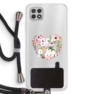 CaseCompany GRL PWR Flower: Samsung Galaxy A22 4G Transparant Hoesje met koord