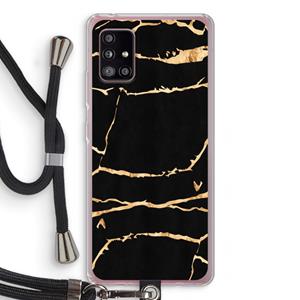 CaseCompany Gouden marmer: Samsung Galaxy A51 5G Transparant Hoesje met koord