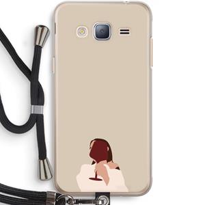 CaseCompany I drink wine: Samsung Galaxy J3 (2016) Transparant Hoesje met koord