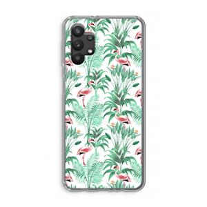 CaseCompany Flamingo bladeren: Samsung Galaxy A32 5G Transparant Hoesje