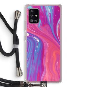 CaseCompany Paarse stroom: Samsung Galaxy A51 5G Transparant Hoesje met koord