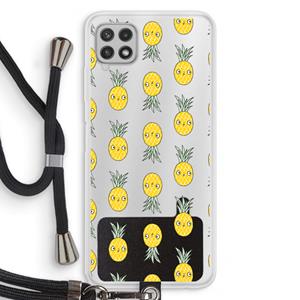 CaseCompany Ananas: Samsung Galaxy A22 4G Transparant Hoesje met koord