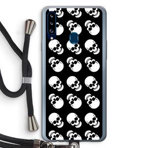 CaseCompany Musketon Skulls: Samsung Galaxy A20s Transparant Hoesje met koord