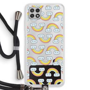 CaseCompany Regenboog: Samsung Galaxy A22 4G Transparant Hoesje met koord