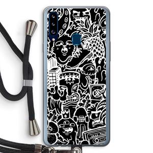 CaseCompany Vexx Black Mixtape: Samsung Galaxy A20s Transparant Hoesje met koord