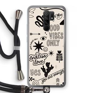 CaseCompany Good vibes: Xiaomi Redmi 9 Transparant Hoesje met koord