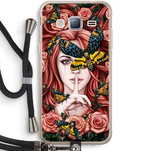 CaseCompany Lady Moth: Samsung Galaxy J3 (2016) Transparant Hoesje met koord