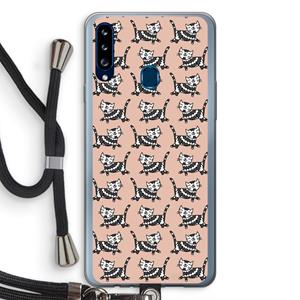 CaseCompany Zwarte poes: Samsung Galaxy A20s Transparant Hoesje met koord