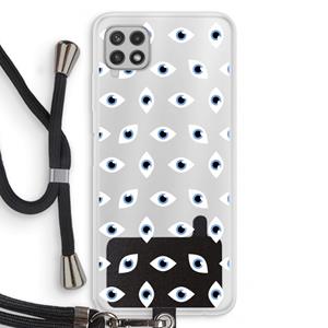 CaseCompany Eyes pattern: Samsung Galaxy A22 4G Transparant Hoesje met koord