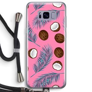 CaseCompany Kokosnoot roze: Samsung Galaxy S8 Plus Transparant Hoesje met koord