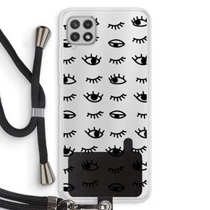 CaseCompany Eye pattern #2: Samsung Galaxy A22 4G Transparant Hoesje met koord