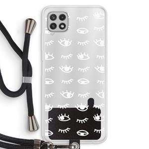 CaseCompany Eye pattern #3: Samsung Galaxy A22 4G Transparant Hoesje met koord