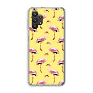 CaseCompany Flamingo's geel: Samsung Galaxy A32 5G Transparant Hoesje