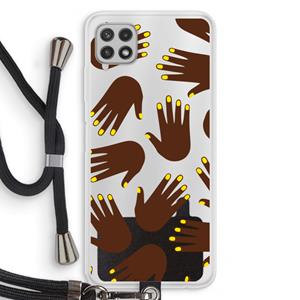 CaseCompany Hands dark: Samsung Galaxy A22 4G Transparant Hoesje met koord