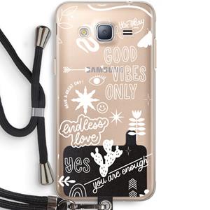 CaseCompany Good vibes: Samsung Galaxy J3 (2016) Transparant Hoesje met koord