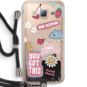 CaseCompany Positivity: Samsung Galaxy J3 (2016) Transparant Hoesje met koord