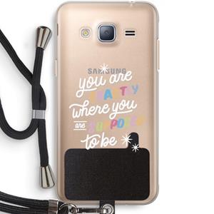 CaseCompany Right Place: Samsung Galaxy J3 (2016) Transparant Hoesje met koord