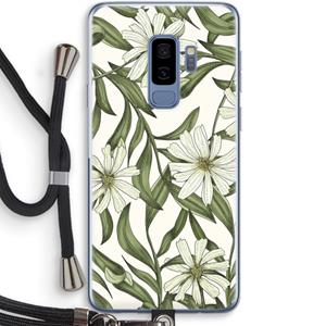 CaseCompany Wit bloemenpatroon: Samsung Galaxy S9 Plus Transparant Hoesje met koord