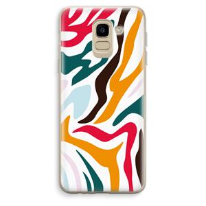 CaseCompany Colored Zebra: Samsung Galaxy J6 (2018) Transparant Hoesje