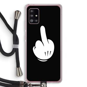 CaseCompany Middle finger black: Samsung Galaxy A51 5G Transparant Hoesje met koord