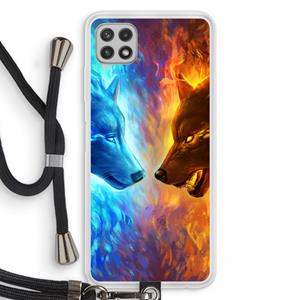 CaseCompany Fire & Ice: Samsung Galaxy A22 4G Transparant Hoesje met koord