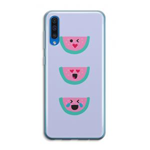 CaseCompany Smiley watermeloen: Samsung Galaxy A50 Transparant Hoesje