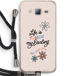 CaseCompany Tough Life: Samsung Galaxy J3 (2016) Transparant Hoesje met koord