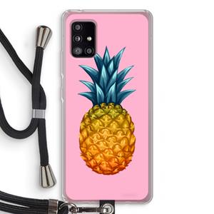 CaseCompany Grote ananas: Samsung Galaxy A51 5G Transparant Hoesje met koord