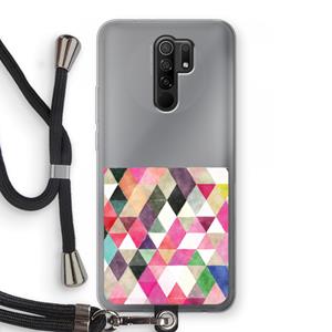 CaseCompany Gekleurde driehoekjes: Xiaomi Redmi 9 Transparant Hoesje met koord