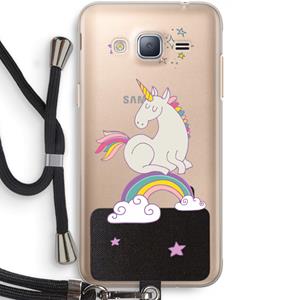 CaseCompany Regenboog eenhoorn: Samsung Galaxy J3 (2016) Transparant Hoesje met koord