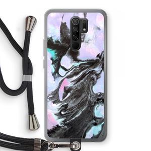 CaseCompany Pastel zwart: Xiaomi Redmi 9 Transparant Hoesje met koord